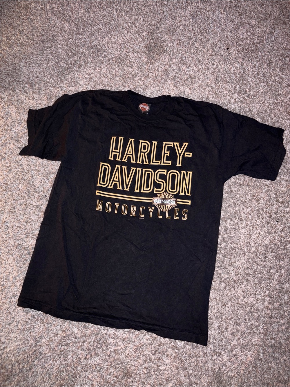Harley-Davidson Black and Gold Logo Short Sleeve Tee